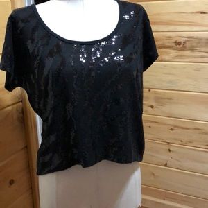 NWOT.  Short Sleeve Hi-lo Top Sequins Detail